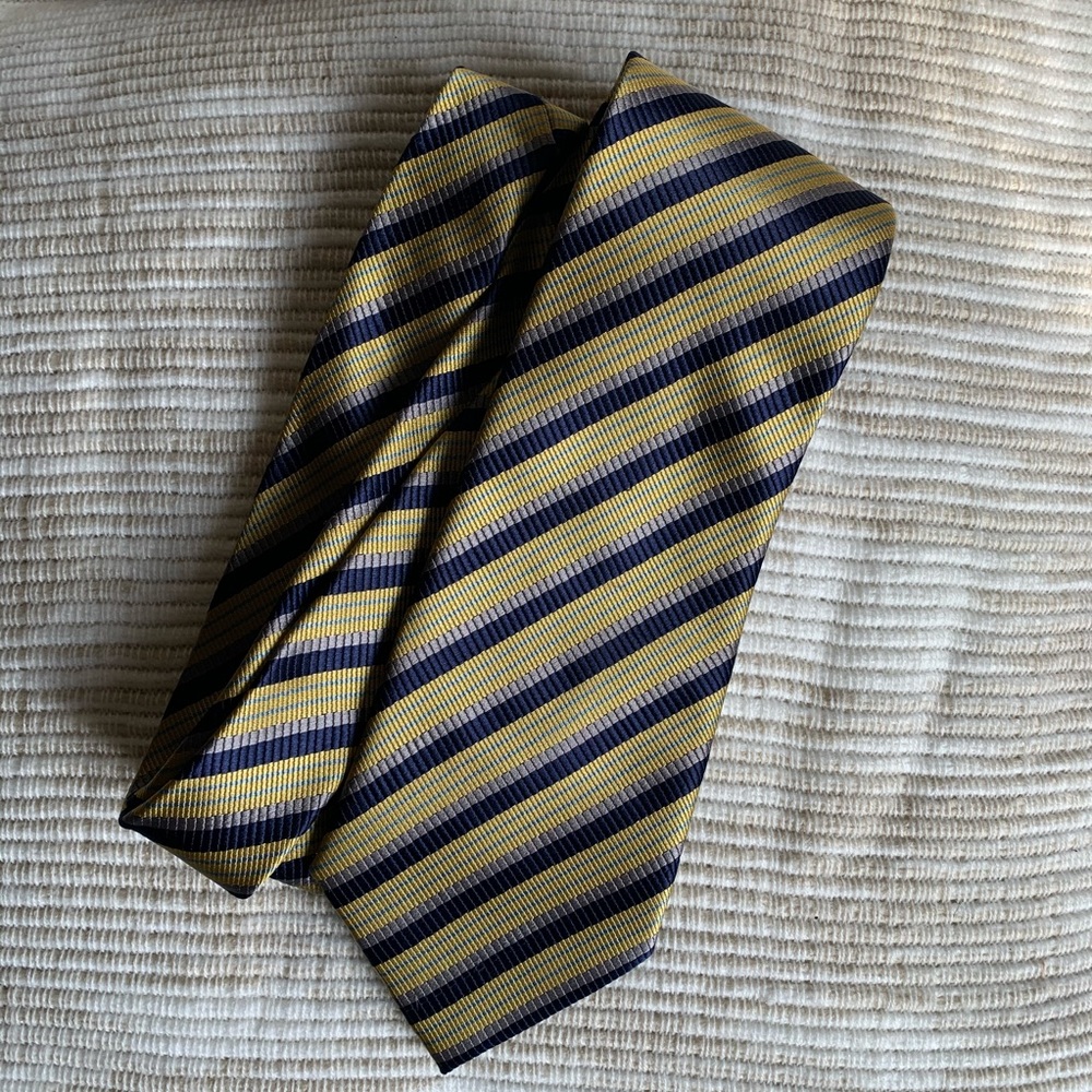 Gold, Navy Blue and Gray Necktie - Pierre Cardin